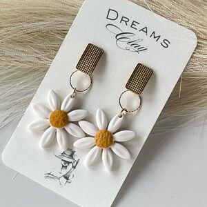 Daisy Drop Earrings with Gold Accents
